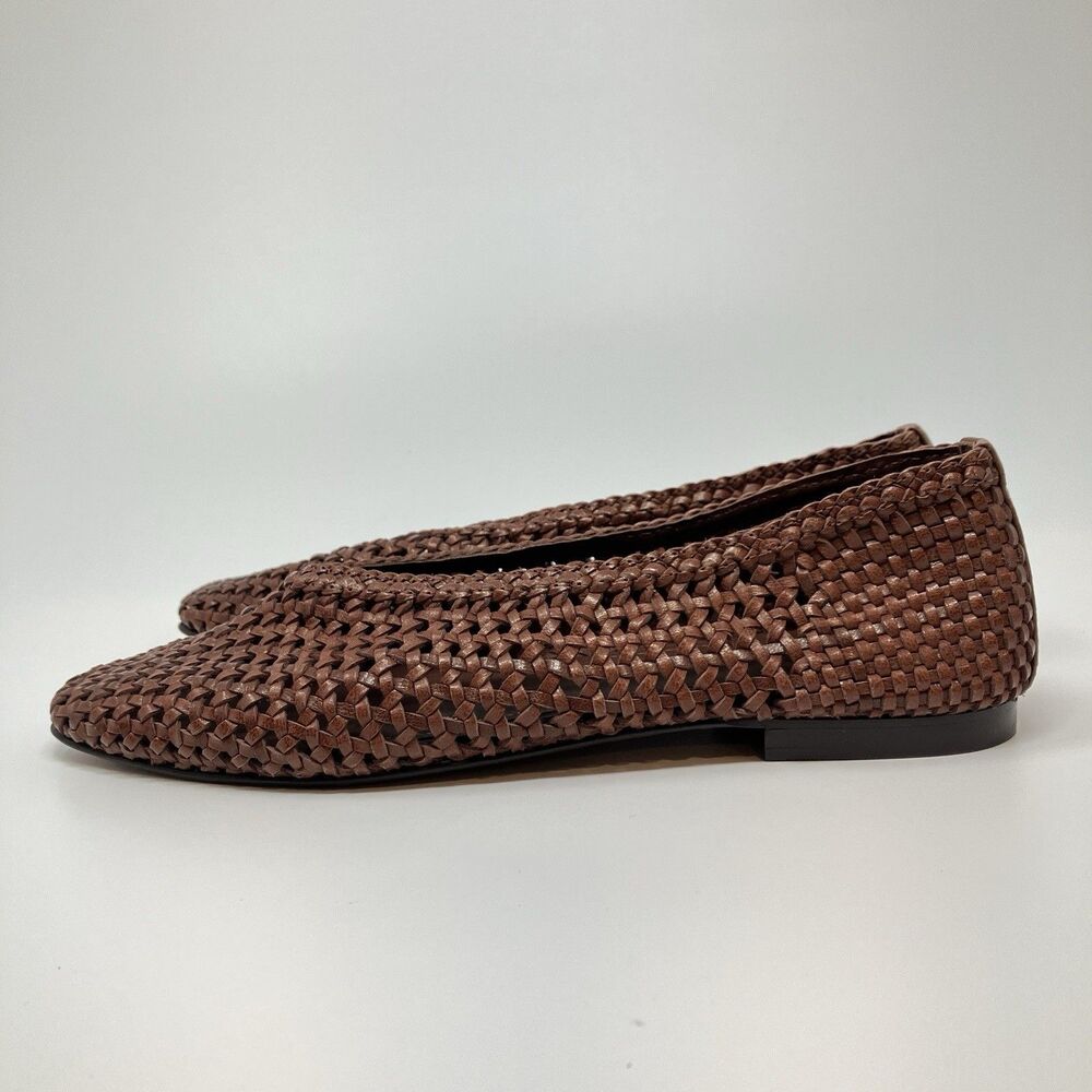 Madewell Ballet Flats Women 9 Brown Leather Mylie Woven Square Toe NU884 - Picture 5 of 12
